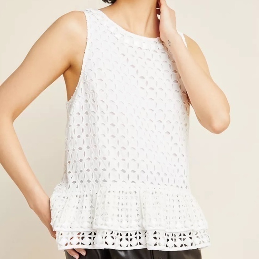 Anthropologie Maeve Monika Beaded Eyelet Blouse